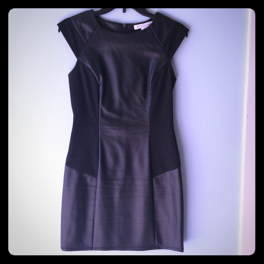 BCBGeneration black faux leather mini dress
